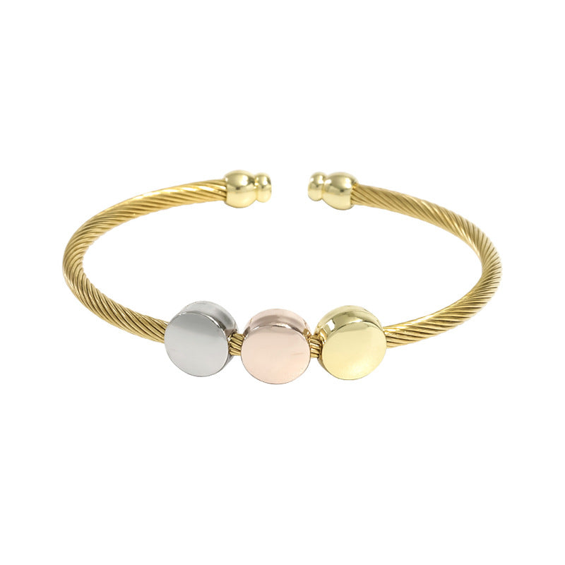 Casual Simple Style Round Stainless Steel Copper Bangle