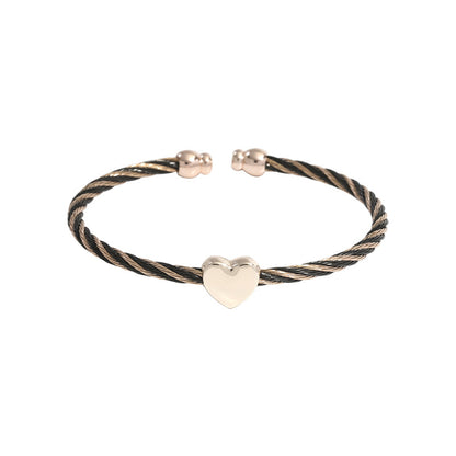 Casual Simple Style Heart Shape Stainless Steel Copper Bangle