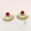 1 Pair Vintage Style Sun Stainless Steel Plating Inlay Artificial Gemstones Ear Studs