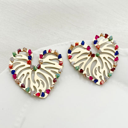 1 Pair Classic Style Roman Style Heart Shape Stainless Steel Gravel Plating Ear Studs