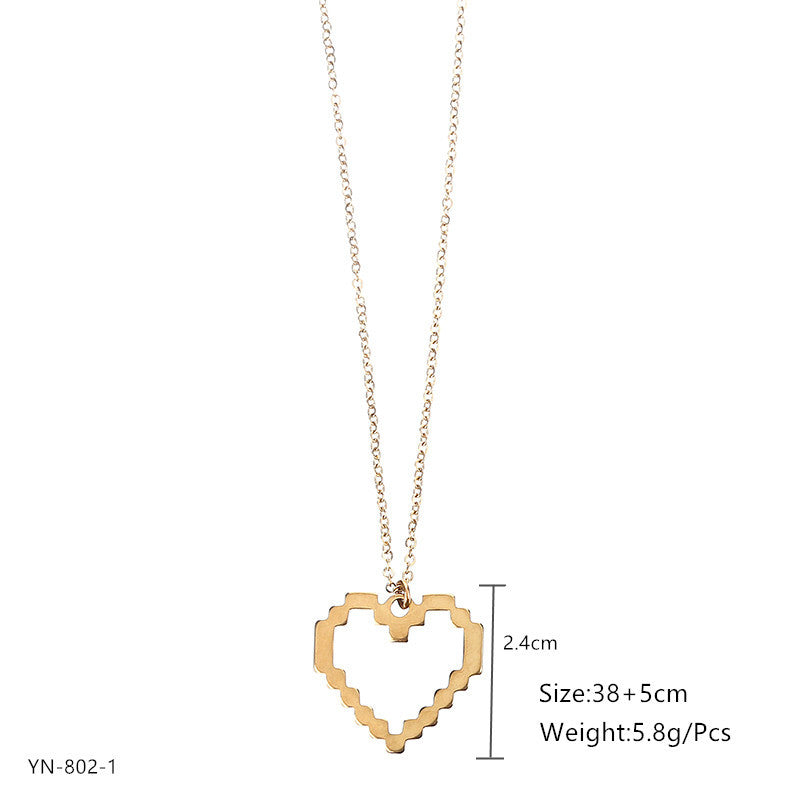 Streetwear Moon Heart Shape Lock Stainless Steel Plating Pendant Necklace