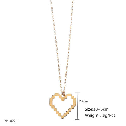 Streetwear Moon Heart Shape Lock Stainless Steel Plating Pendant Necklace