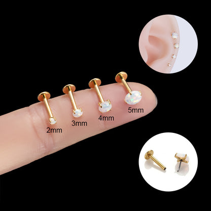 1 Piece Commute Round Inlay Titanium Gem Ear Studs