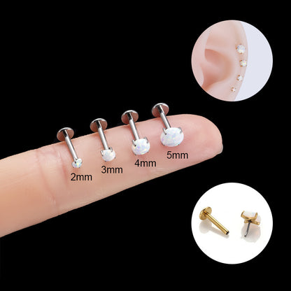 1 Piece Commute Round Inlay Titanium Gem Ear Studs