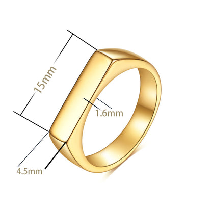 Simple Style Rectangle Titanium Steel Plating Rings