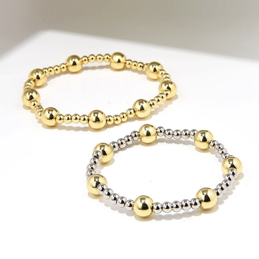 Retro Classic Style Round Copper Beaded Handmade Plating Gold Plated Bracelets