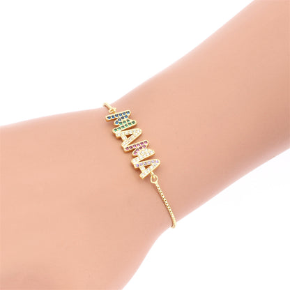 Simple Style Shiny Letter Devil's Eye Hand Of Fatima Copper Gold Plated Zircon Bracelets In Bulk
