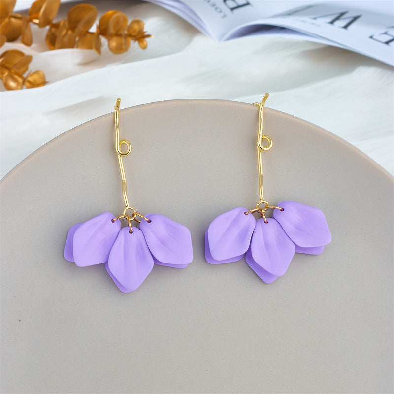 Sweet Petal Arylic Stoving Varnish Women's Drop Earrings