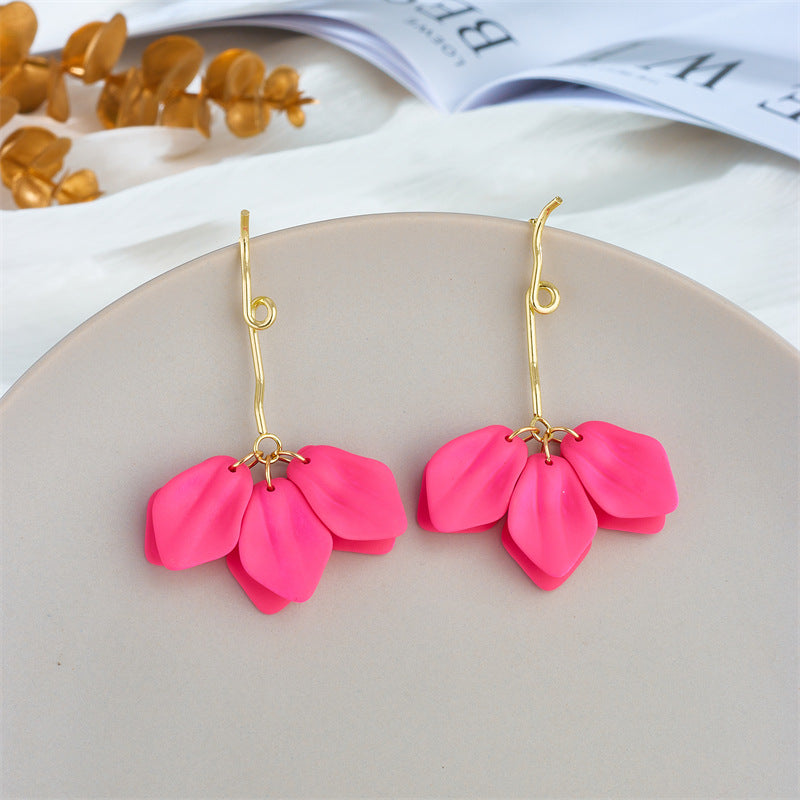 Sweet Petal Arylic Stoving Varnish Women's Drop Earrings