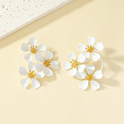 1 Pair Ins Style Nordic Style Flower Plating Alloy Ear Studs