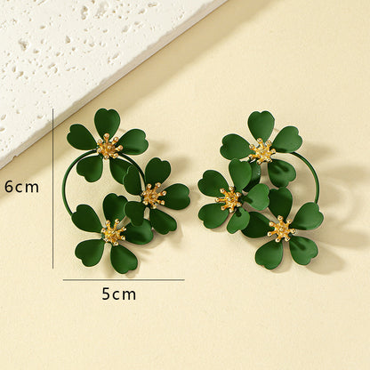 1 Pair Ins Style Nordic Style Flower Plating Alloy Ear Studs
