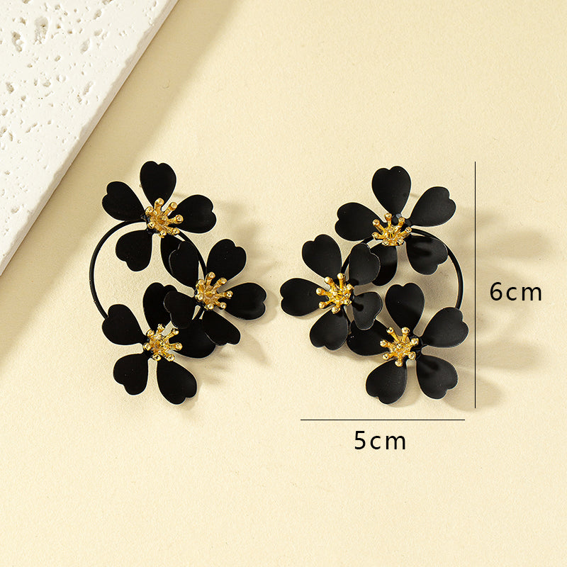 1 Pair Ins Style Nordic Style Flower Plating Alloy Ear Studs