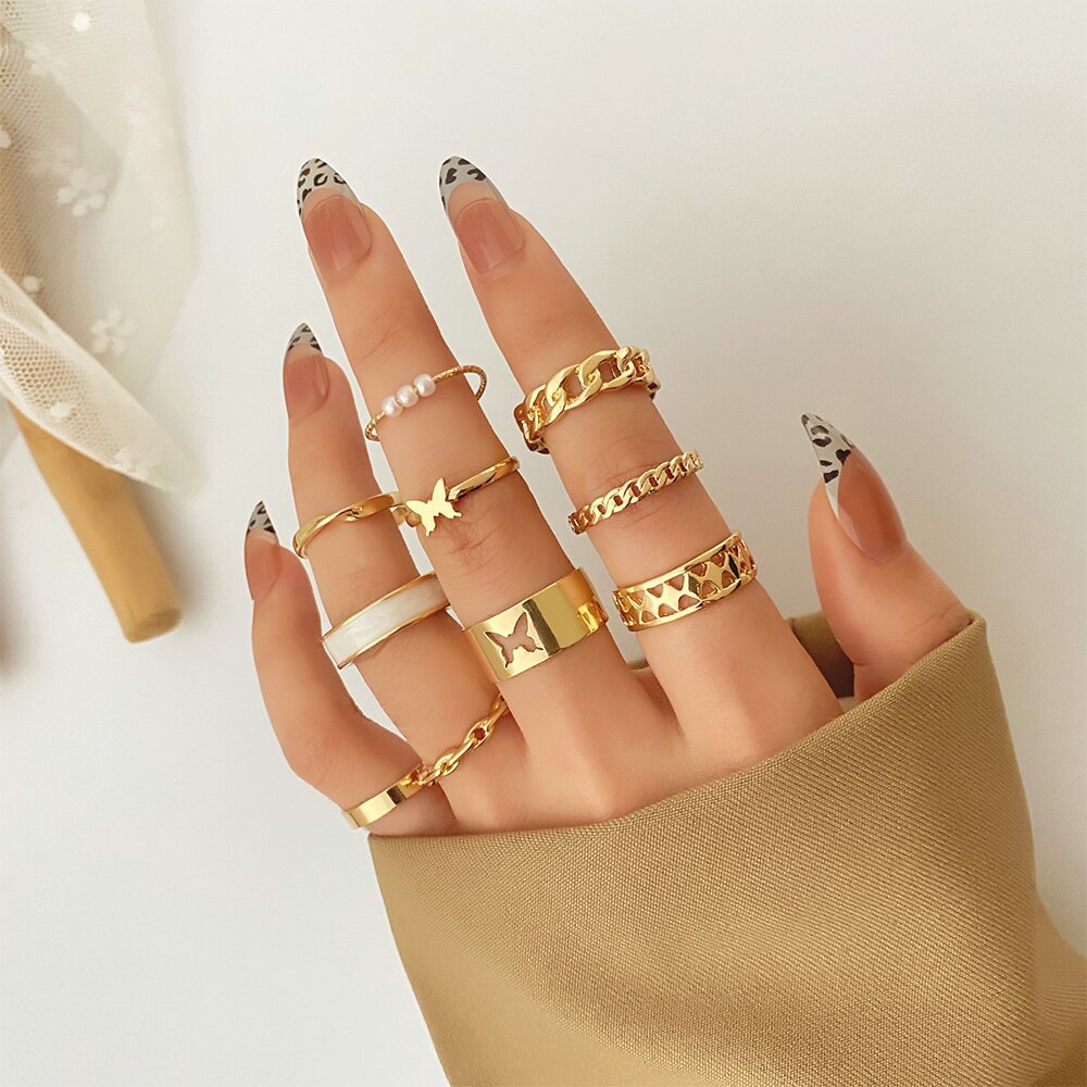 Simple Style Geometric Alloy Plating Inlay Artificial Pearls Rhinestones Women's Open Ring