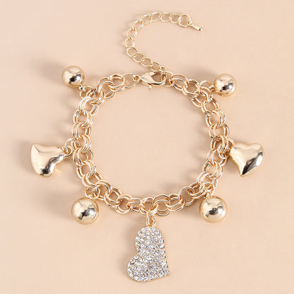 Animal Insect Fashion Golden Heart O-shaped Crystal Diy Retro Alloy Bracelet