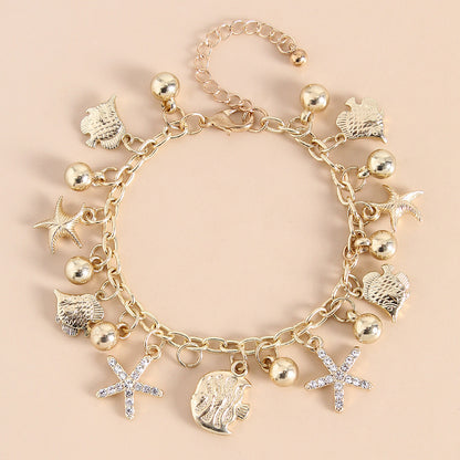 Animal Insect Fashion Golden Heart O-shaped Crystal Diy Retro Alloy Bracelet