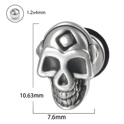 1 Piece Punk Skull Stainless Steel Ear Studs