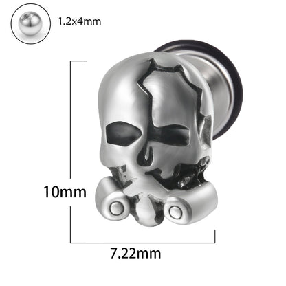 1 Piece Punk Skull Stainless Steel Ear Studs