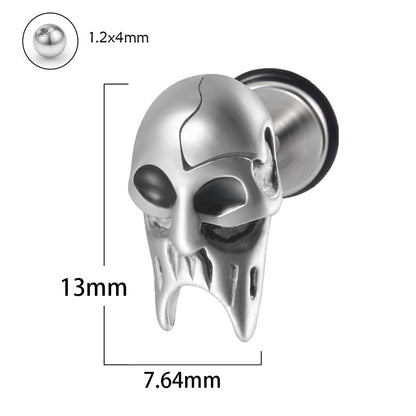 1 Piece Punk Skull Stainless Steel Ear Studs