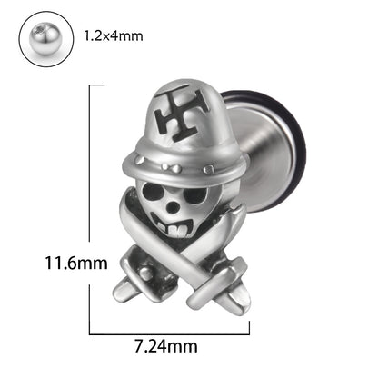 1 Piece Punk Skull Stainless Steel Ear Studs