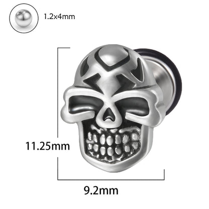 1 Piece Punk Skull Stainless Steel Ear Studs