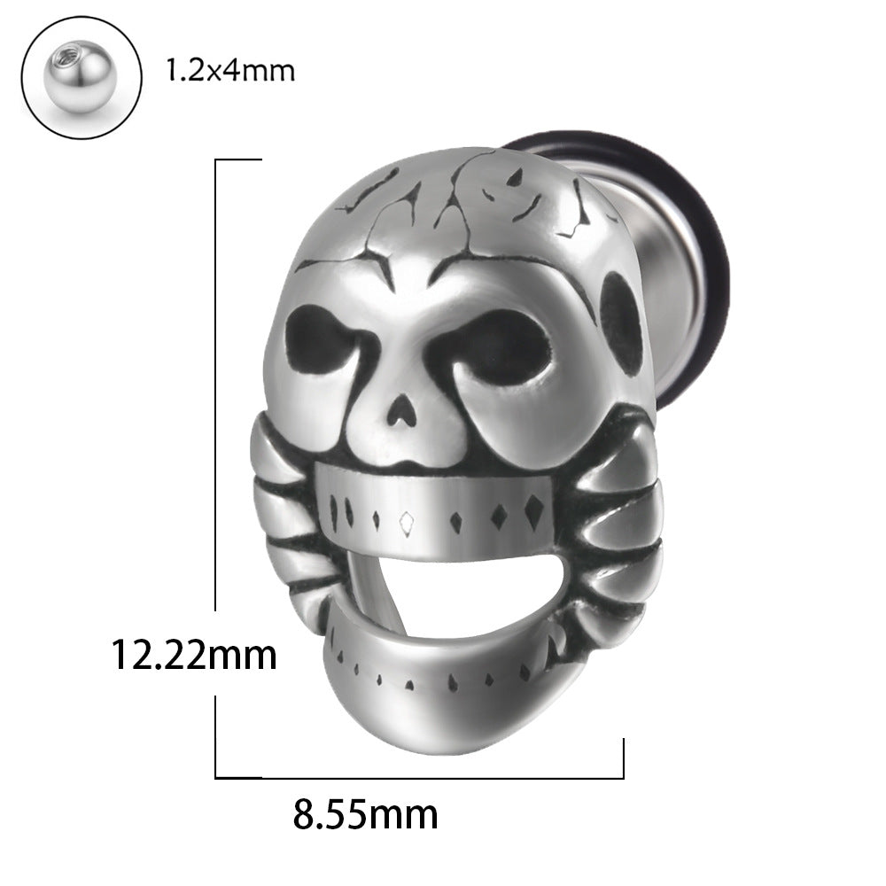 1 Piece Punk Skull Stainless Steel Ear Studs