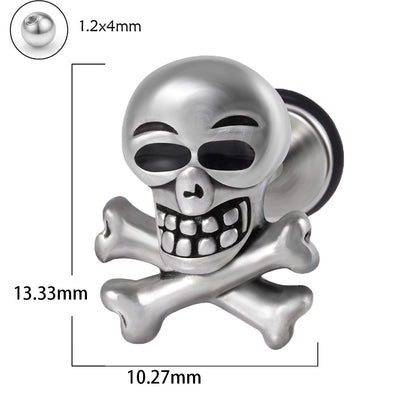 1 Piece Punk Skull Stainless Steel Ear Studs