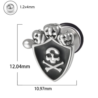 1 Piece Punk Skull Stainless Steel Ear Studs