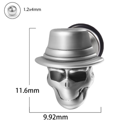 1 Piece Punk Skull Stainless Steel Ear Studs