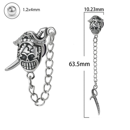 1 Piece Punk Skull Stainless Steel Ear Studs