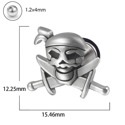 1 Piece Punk Skull Stainless Steel Ear Studs