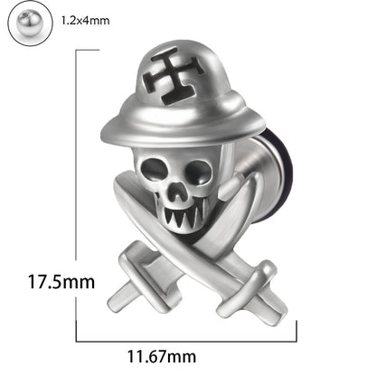 1 Piece Punk Skull Stainless Steel Ear Studs