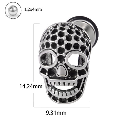 1 Piece Punk Skull Stainless Steel Ear Studs