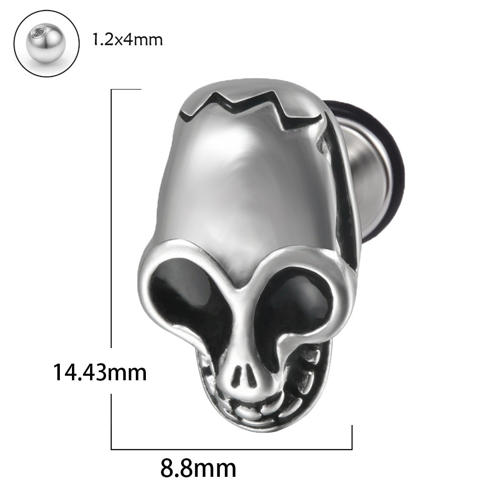 1 Piece Punk Skull Stainless Steel Ear Studs