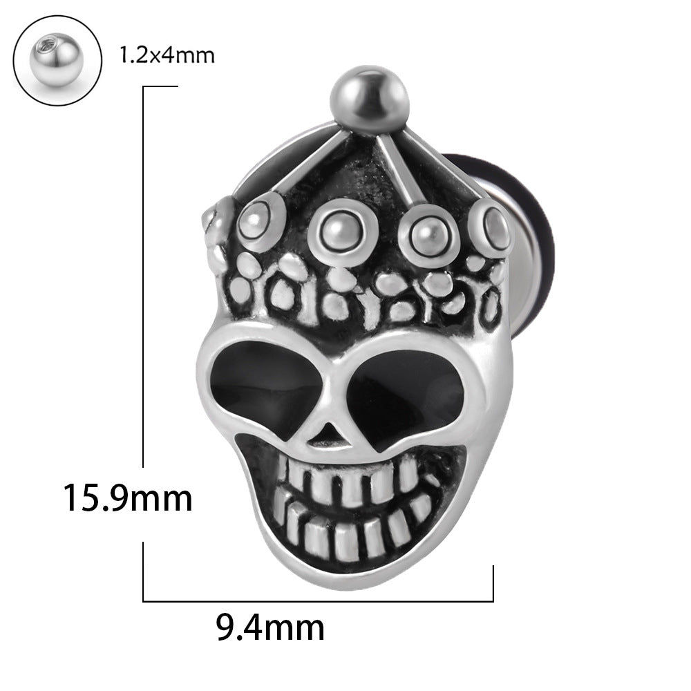 1 Piece Punk Skull Stainless Steel Ear Studs