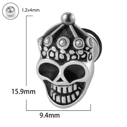 1 Piece Punk Skull Stainless Steel Ear Studs