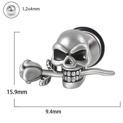 1 Piece Punk Skull Stainless Steel Ear Studs