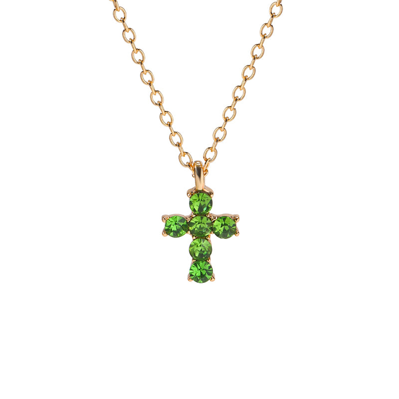 Wholesale Jewelry Classic Style Commute Korean Style Cross Alloy Zircon 18k Gold Plated Pendant Necklace