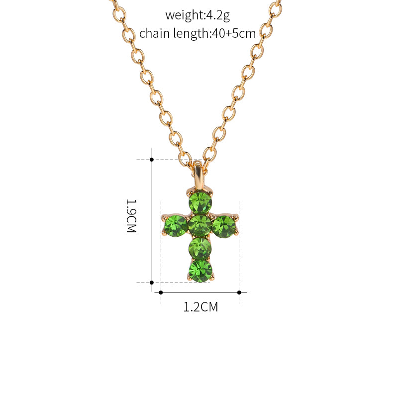 Wholesale Jewelry Classic Style Commute Korean Style Cross Alloy Zircon 18k Gold Plated Pendant Necklace