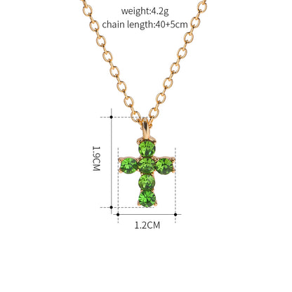 Wholesale Jewelry Classic Style Commute Korean Style Cross Alloy Zircon 18k Gold Plated Pendant Necklace