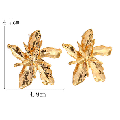 Elegant Leaves Flower Metal Plating Gold Plated Women's Ear Studs