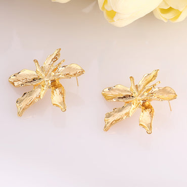 Elegant Leaves Flower Metal Plating Gold Plated Women's Ear Studs