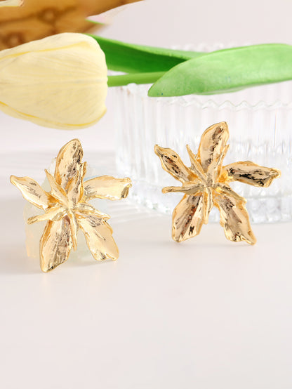 Elegant Leaves Flower Metal Plating Gold Plated Women's Ear Studs