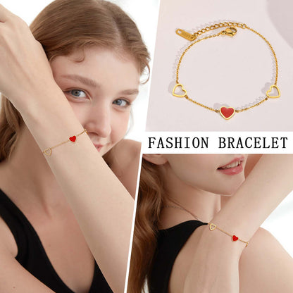 Ins Style French Style Heart Shape Stainless Steel Pearl Plating 18k Gold Plated Bracelets