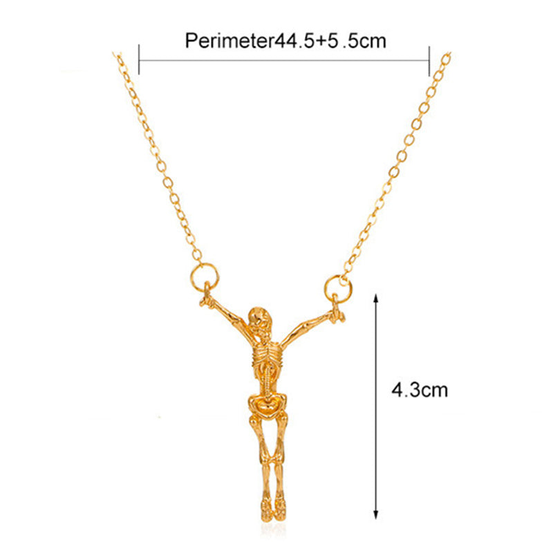 Wholesale Jewelry Hip-hop Rock Punk Geometric Cross Skull Alloy Metal Rhinestones Zircon Gold Plated Silver Plated Pendant Necklace