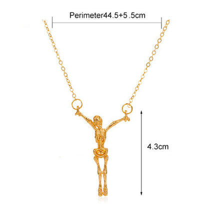 Wholesale Jewelry Hip-hop Rock Punk Geometric Cross Skull Alloy Metal Rhinestones Zircon Gold Plated Silver Plated Pendant Necklace