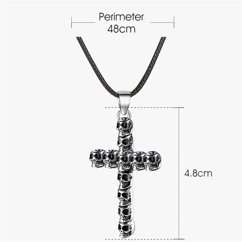 Wholesale Jewelry Hip-hop Rock Punk Geometric Cross Skull Alloy Metal Rhinestones Zircon Gold Plated Silver Plated Pendant Necklace