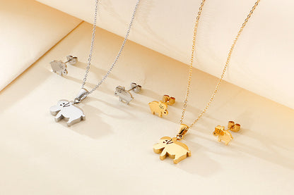 Korea Fashion Simple Little Elephant Stainless Steel Jewelry Set Wholesale Gooddiy