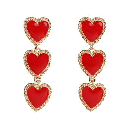 1 Pair Simple Style Heart Shape Inlay Alloy Acrylic Drop Earrings