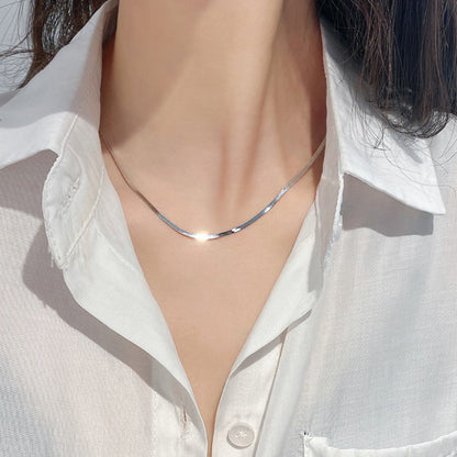 Simple Style Commute Solid Color Stainless Steel Titanium Steel Plating Silver Plated Necklace