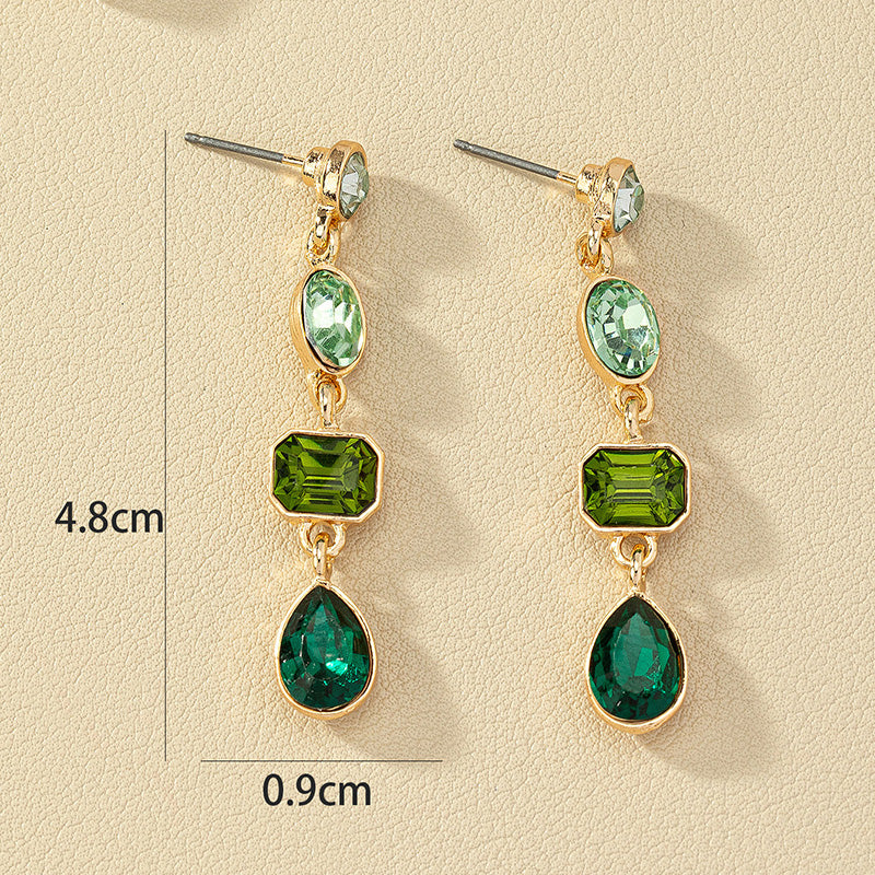 1 Pair Glam Square Water Droplets Plating Inlay Alloy Glass Drop Earrings